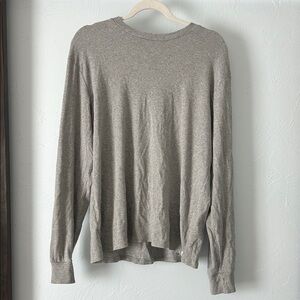 Burt's Bees Men's Gray Ribbed Long Sleeve Crewneck Tee